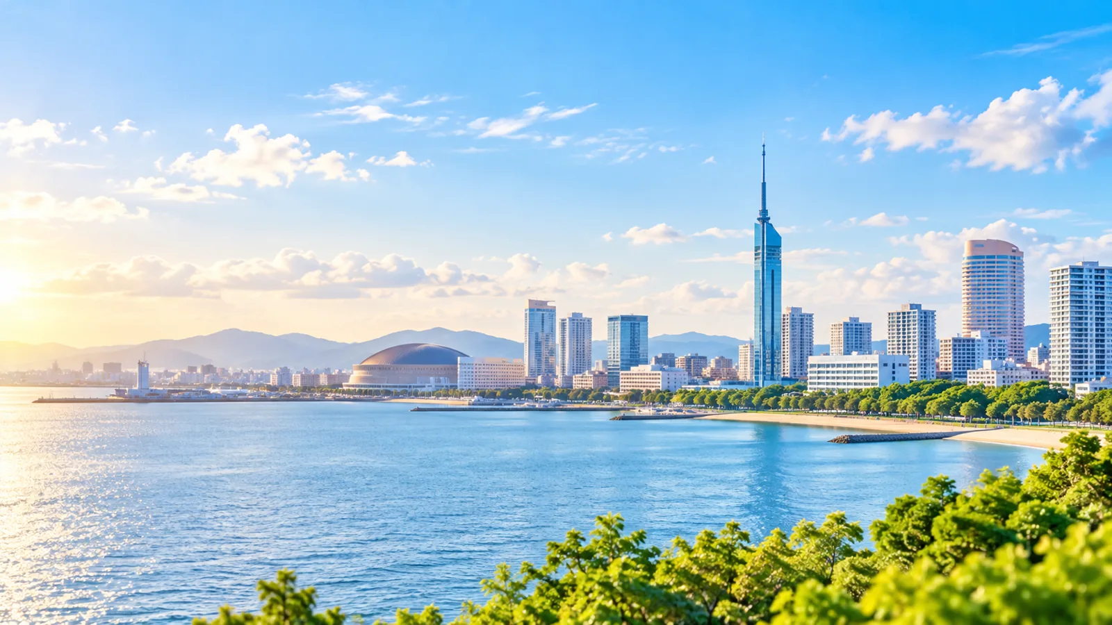 福岡の海と街並み